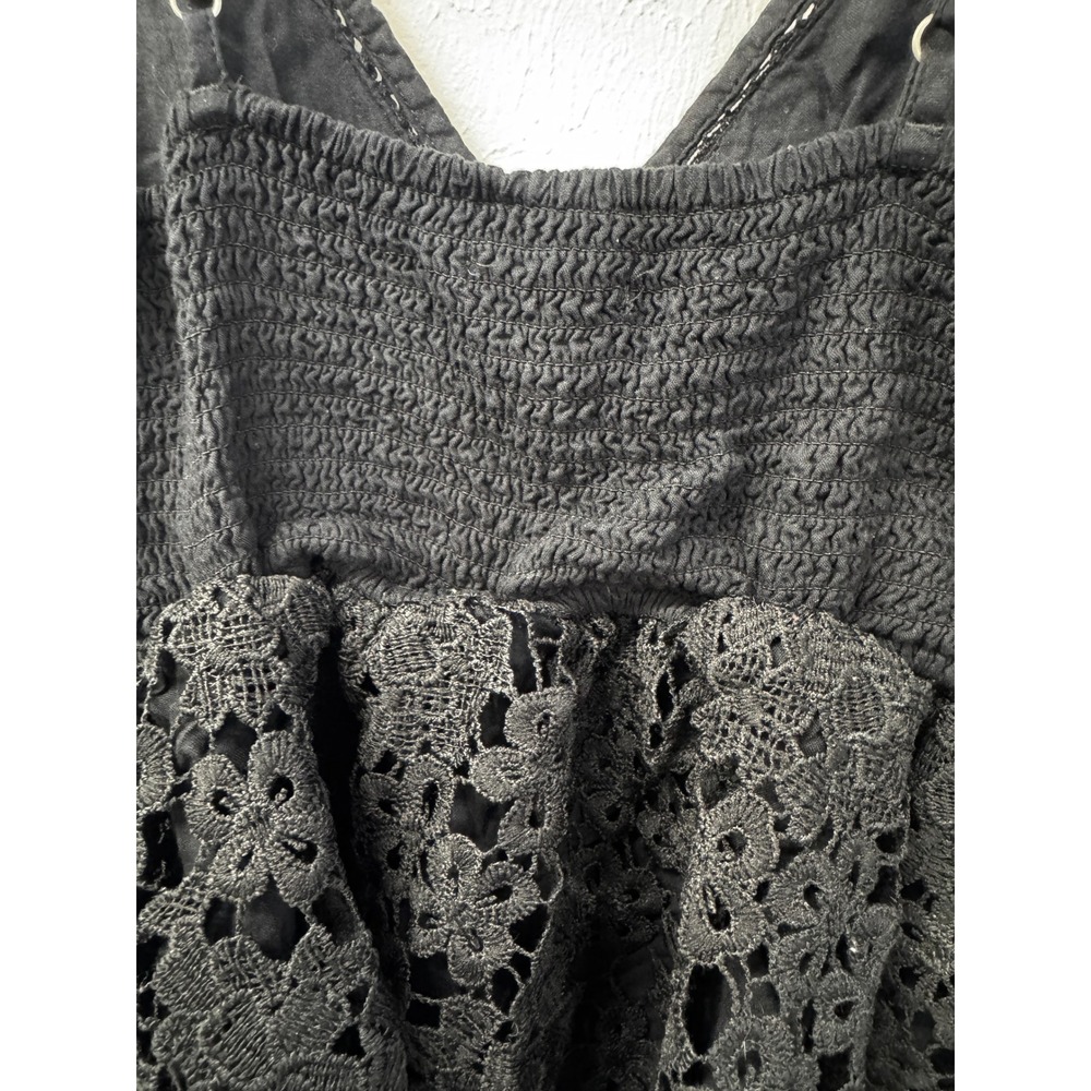 Abercrombie & Fitch Black Floral Lace Peplum Cami V-Neck Going Out Top Size M - Picture 4 of 16